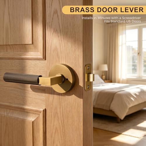Knurled Brass Privacy Door Lever