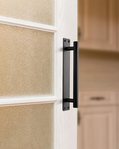 Black Barn Door Handles Matte White Gate Handles Outdoor Fence Hardware Replacement Modern Sliding Door Handle Pull with Backplate for Shed