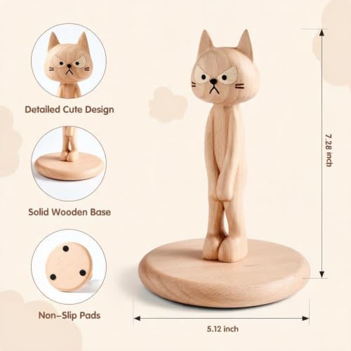 Wooden Toilet Paper Holder Funny Rustic Countertop Bath Tissue Roll Holder