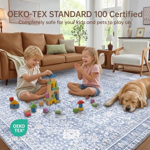 5x7 Area Rugs (Light Blue / 5' x 7' (Rectangular))
