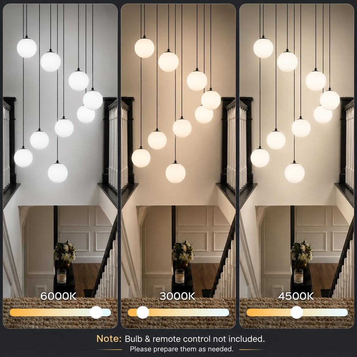 Black Globe High Ceiling Chandelier (Black / 9-Light)