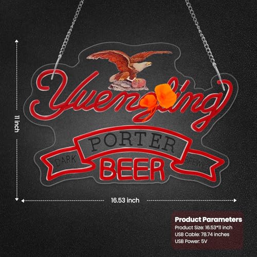 Yuenglin Neon Sign LED Beer Light for Home Bar Man Cave Wall Decor (red)
