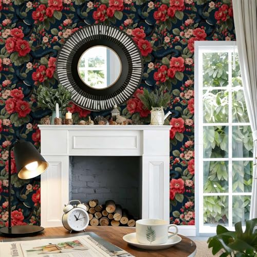 Dark Snake Floral Wallpaper