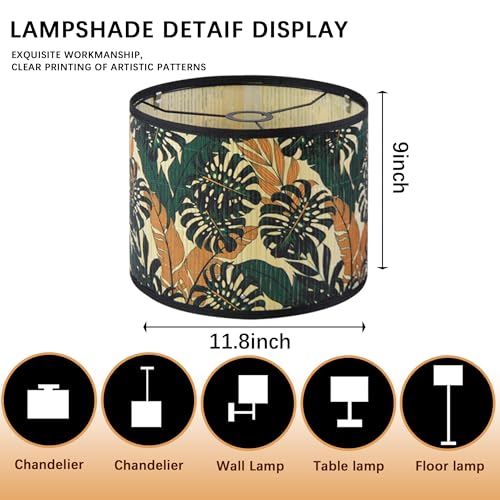Bamboo Lamp Shade With Tropical Plants Chandelier Covers