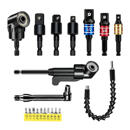 Flexible Drill Bit Extension and Right Angle Adapter Set