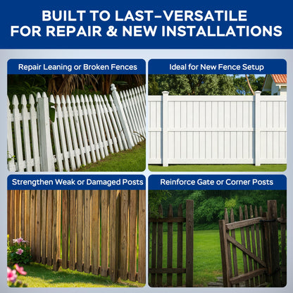 Fence Post Repair Kit for Leaning Fences (Black)