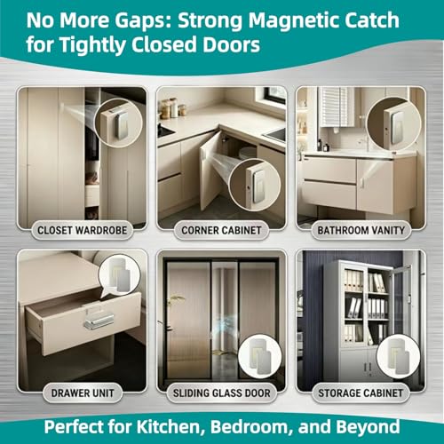 8 Pack Magnetic Cabinet Door Catch (Black)