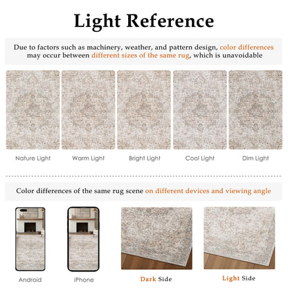 Beige Area Rugs 2x3 Washable Rug Indoor Carpet (Multi Beige / 2' x 3' (Rectangular))