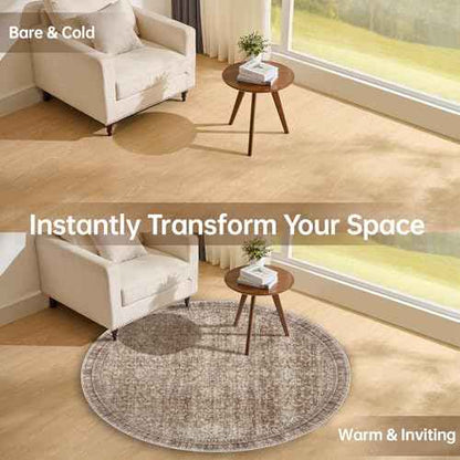 Round Rug 4ft (Dark Brown / 4' (Round))