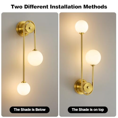 2 Light Milk White Glass Wall Sconce
