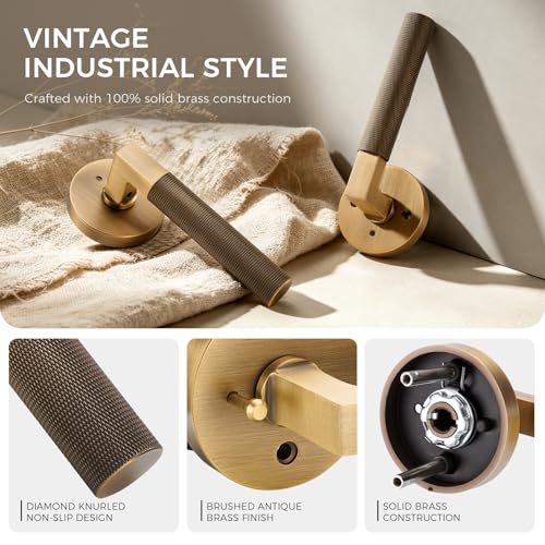 Knurled Brass Privacy Door Lever