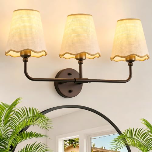3 Light Boho Rattan Bathroom Vanity Light Fixture
