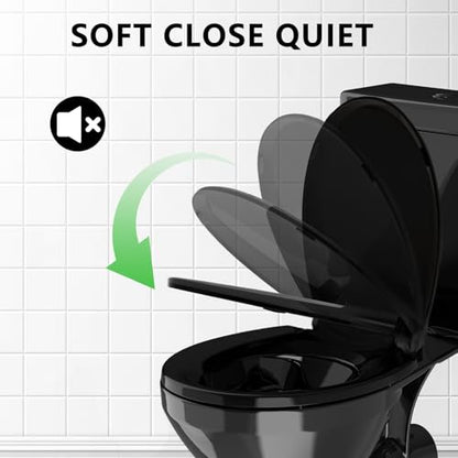 Black Toilet Seat Round (Black / Round 16.5inch)