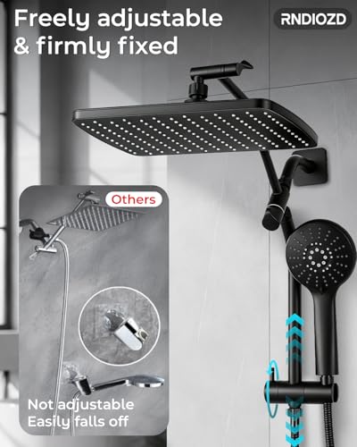 Shower Head with Handheld (C-Matte Black / Rectangular 12")
