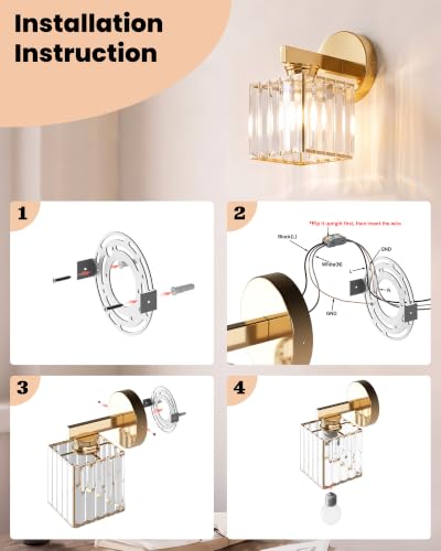 Hardwired Wall Sconces Set of Two with Crystal Lampshade