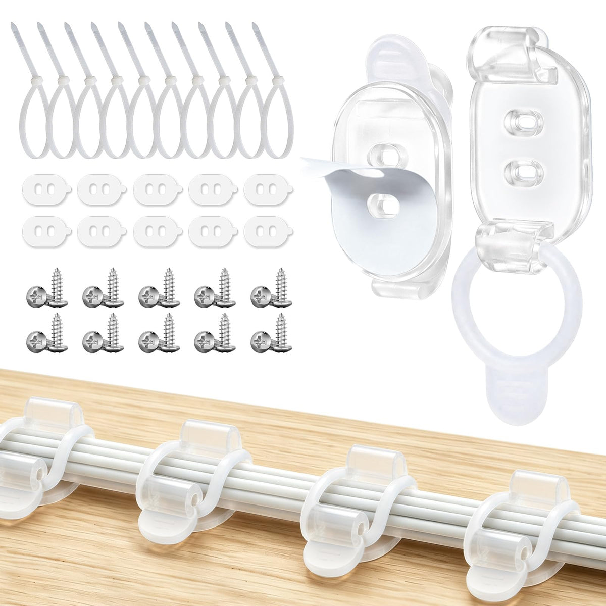 10 Pack Adhesive Cable Clips (Transparent)