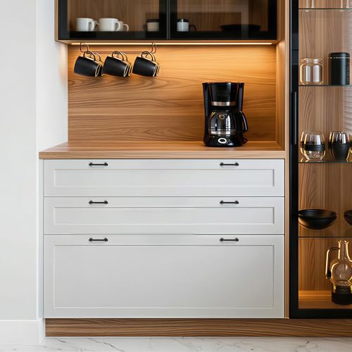 12 Pack Black Cabinet Handles (Black / 3-3/4 Inch Hole Centers)