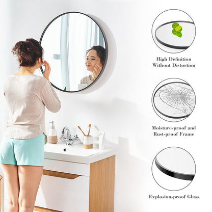 36.2 Inch Round Wall Mirror (Black / 36.2"L x 36.2"W / Round)
