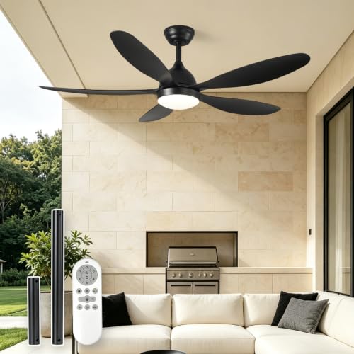 52Inch White Outdoor Ceiling Fan with Light 3CCT LED Light & Remote Control