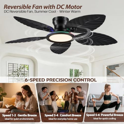 RGB Tropical Ceiling Fans with Lights