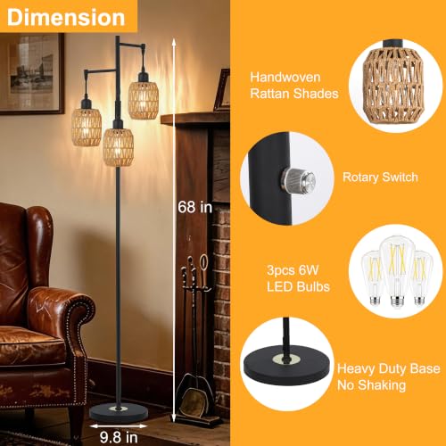 Rustic Vintage Farmhouse Boho Tree Floor Lamp