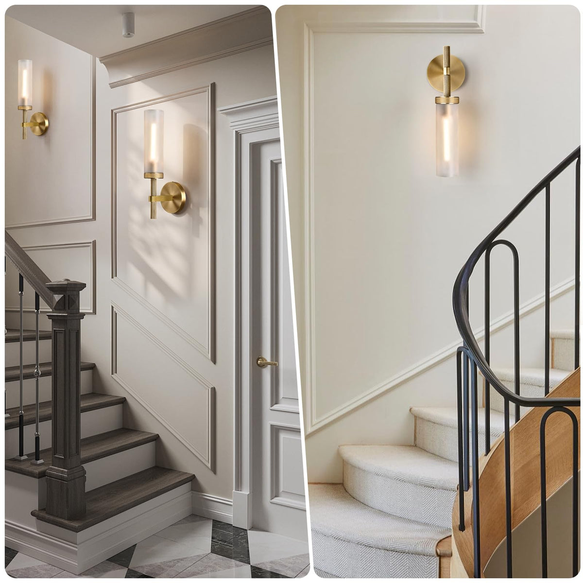 15" Knurled Brass Bathroom Wall Sconces (Brass-1PC)
