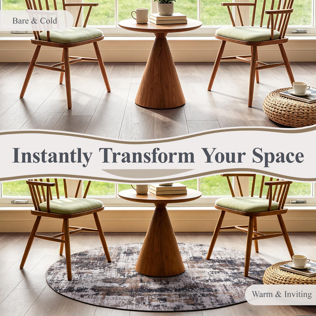4ft Round Area Rug (Black & Brown / 4' (Round))