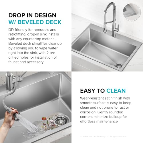 Fairlane 28 in Drop In Single Bowl Stainless Steel Kitchen Sink (28 Inch / Single Bowl — Drop In)