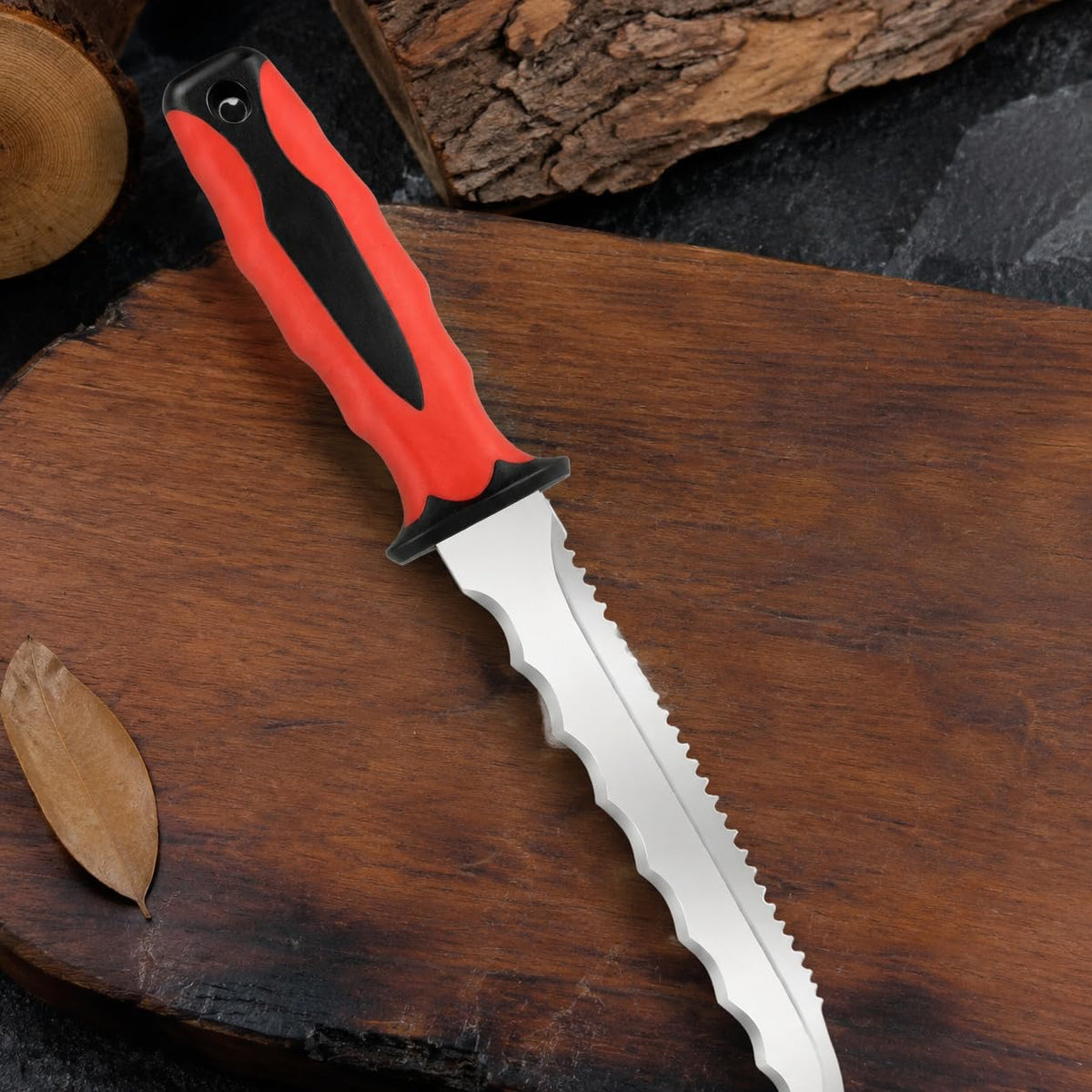 Double Side Serrated Insulation Knife (Red / 8 IN)
