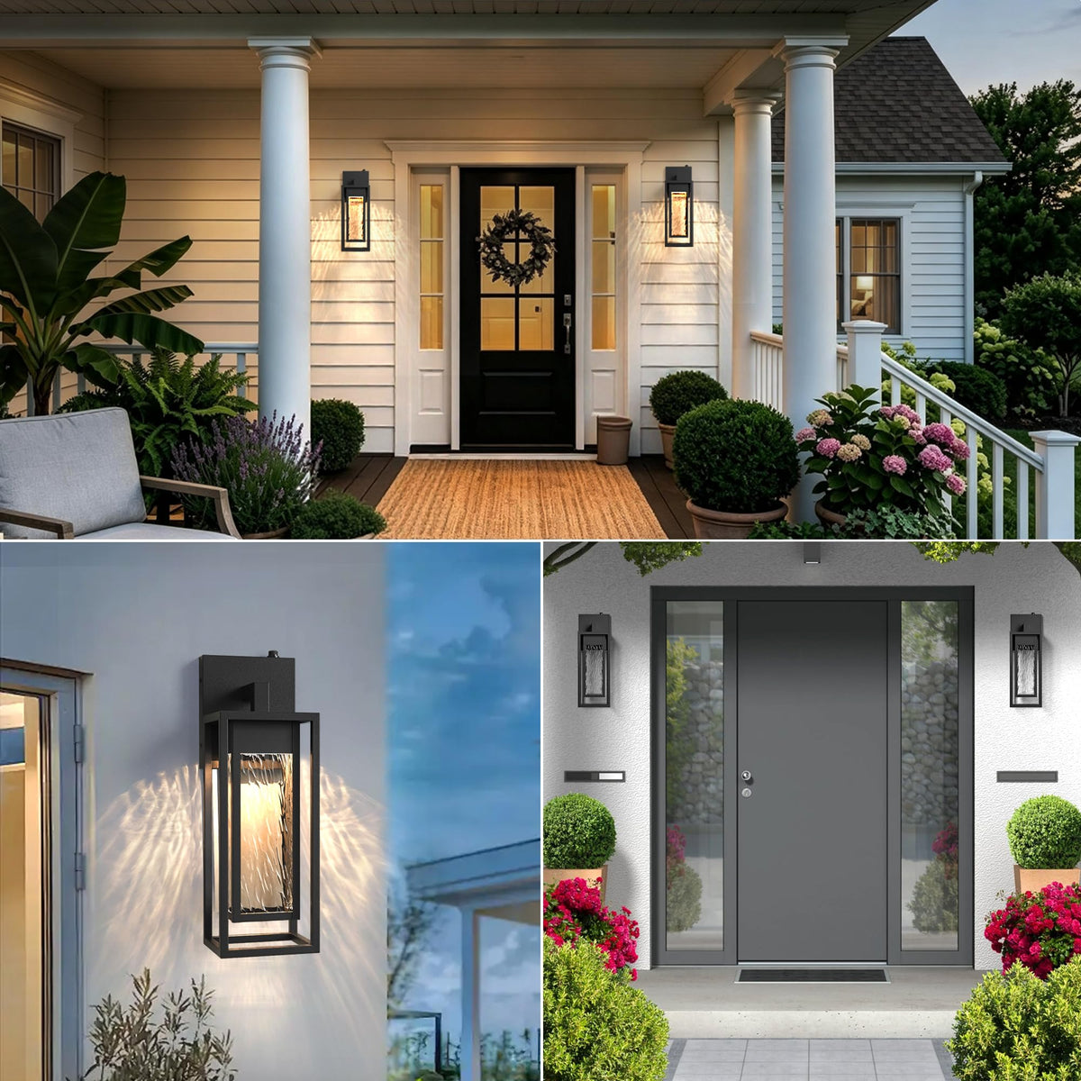 2 Pack LED Outdoor Wall Light (Black(Dusk to Dawn Sensor))