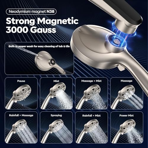 12 Inch High Pressure Rain Shower Head with Handheld Spray Combo (Brushed Nickel)