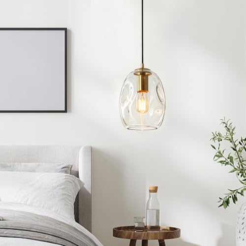 6.4 Inch Gold Glass Pendant Lights Kitchen Island Hanging Fixtures