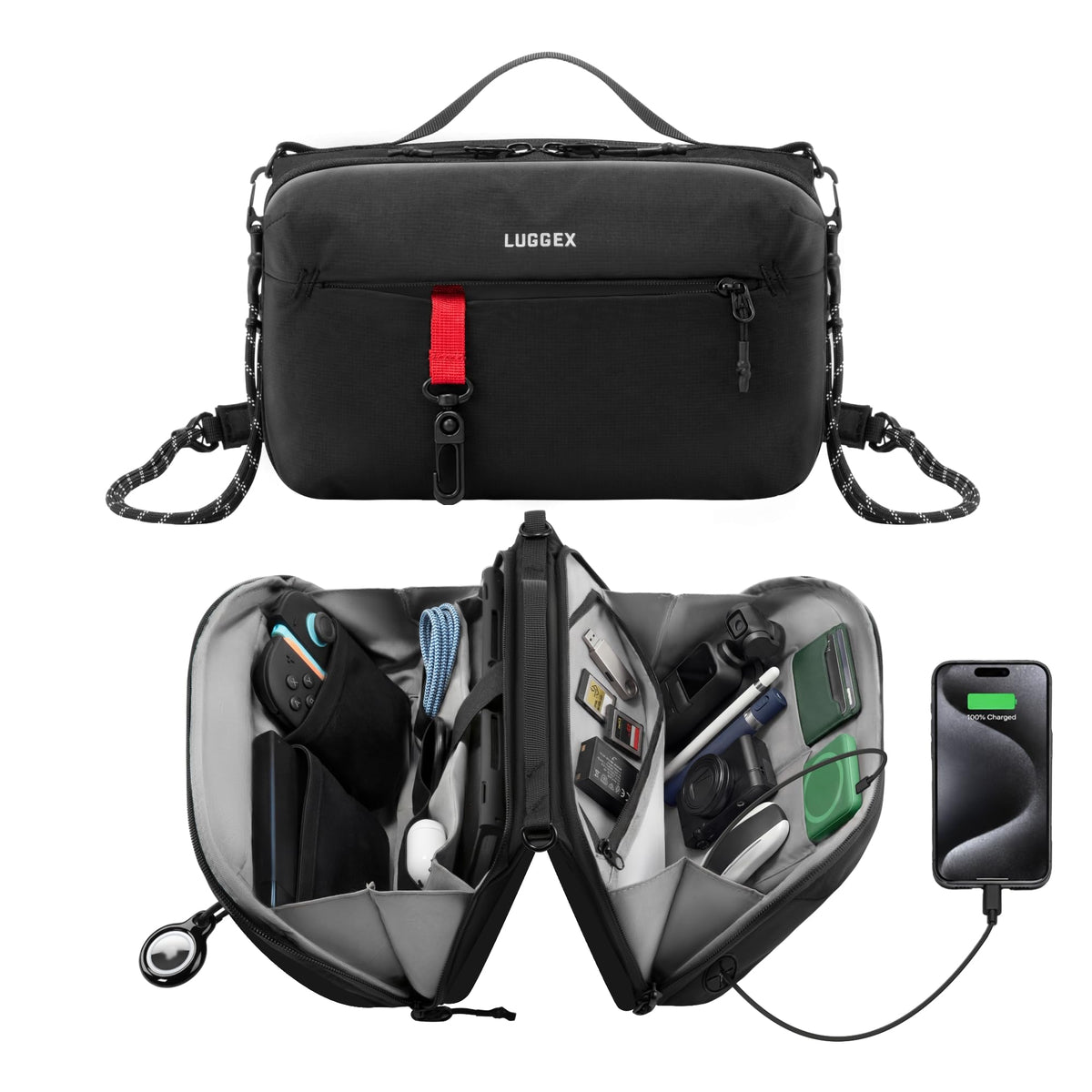 Electronics Organizer Travel Case (Black USB / L)