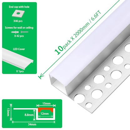 Plaster in Recessed Drywall Led Strip Diffuser Aluminum Channel Profile for LED Strip Trimless Lighting Wall and Ceiling