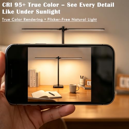 Desk Lamp for Home Office with USB C Charging Ports Wireless Charger