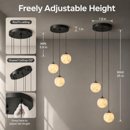 Black Alabaster High Ceiling Chandelier