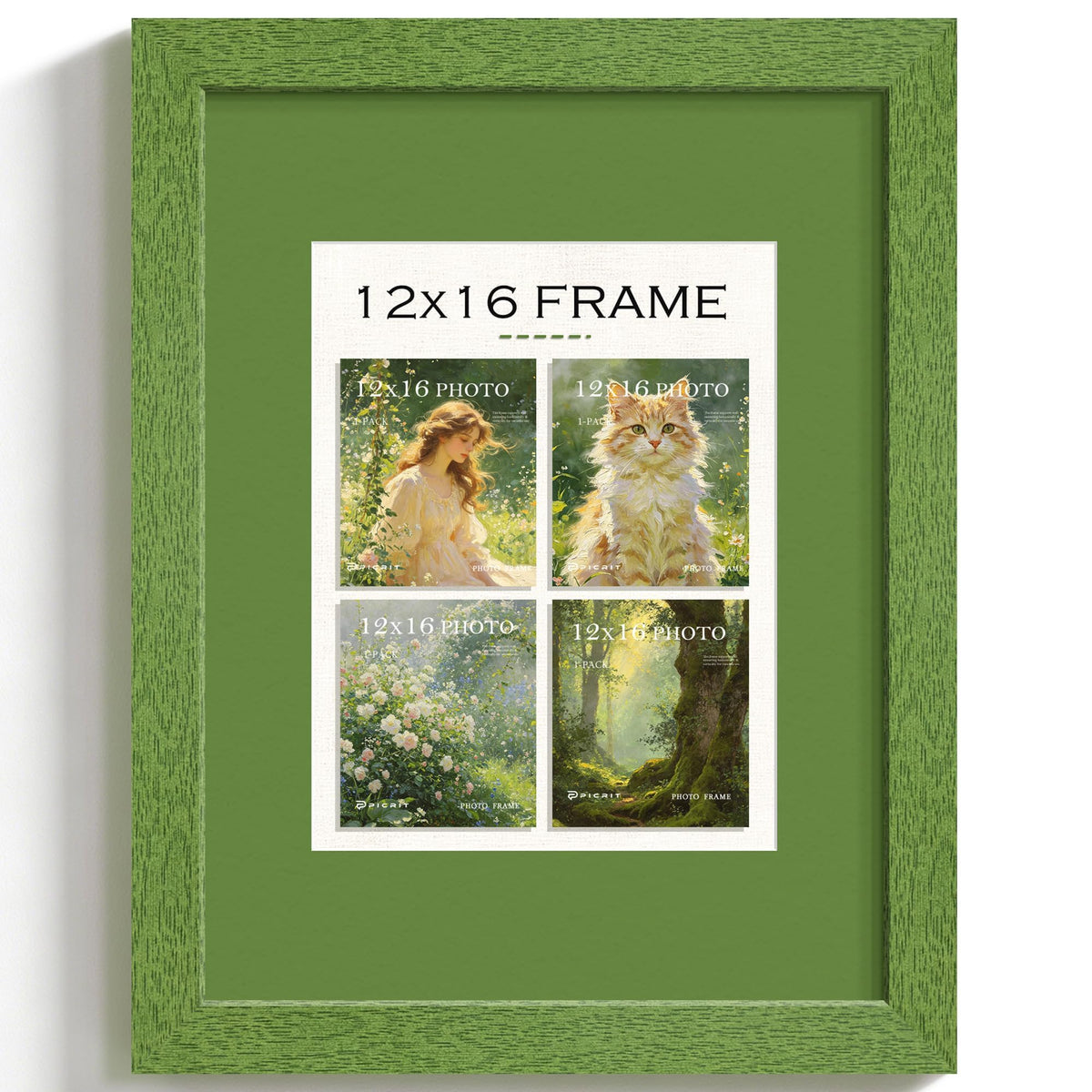 12x16 Green Wood Grain Frame (Green Frame Green Mat / 12x16)