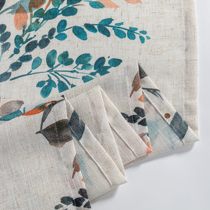 Floral Linen Curtains 72 inch Long 2 Panels Set Leaf Patterned Semi Sheer Light Filtering Privacy Farmhouse Grommet Drapes for Bedroom (B-burnt Orange / 52"W x 72"L (Pack of 2))