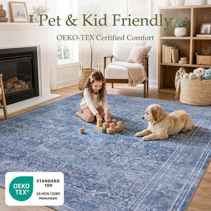 5x7 Area Rugs for Living Room (Dusk Blue / 5' x 7' (Rectangular))
