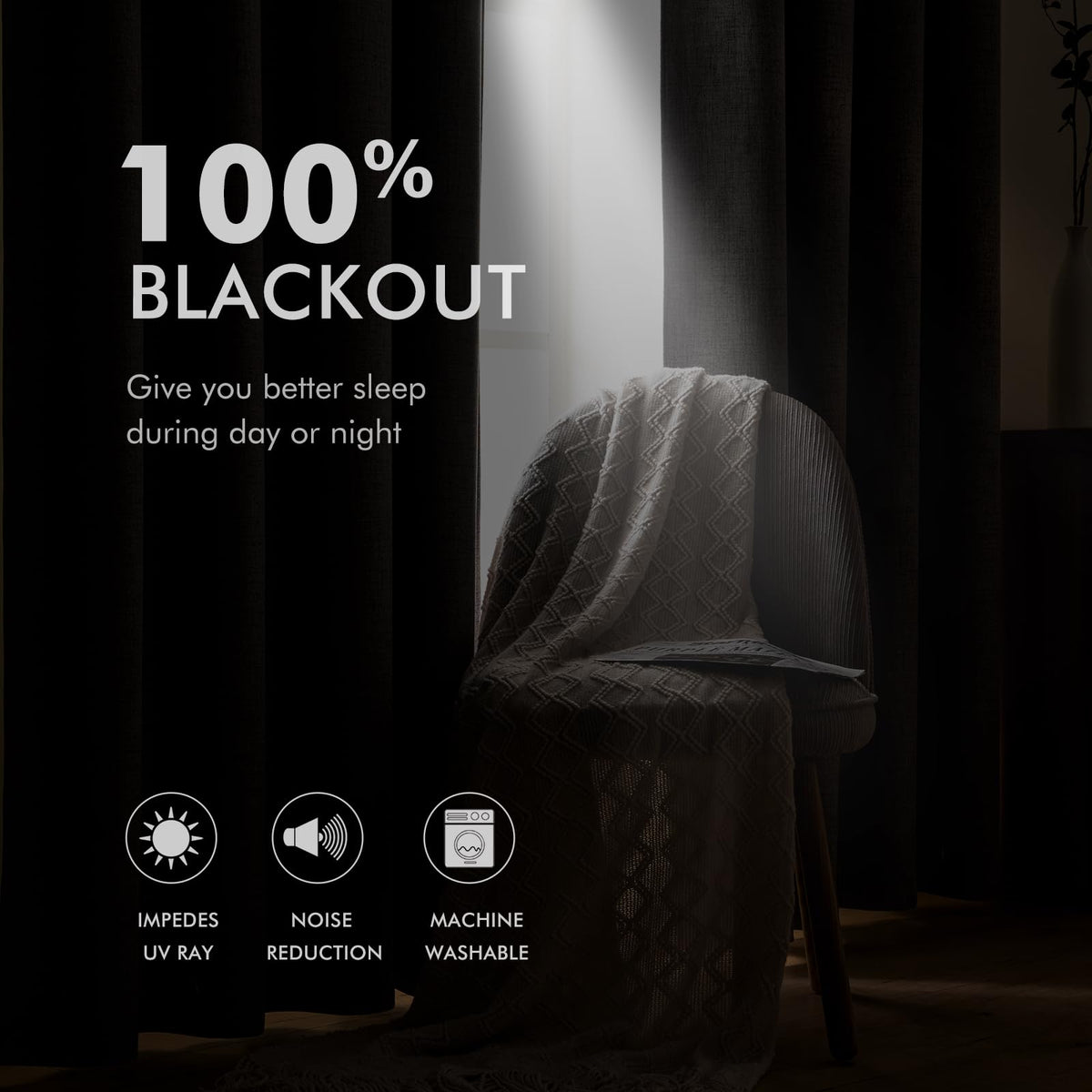 100% Blackout Linen Curtains for Bedroom 52x63 Inches Natural Beige (Beige / 52"W x 63"L (Pack of 2))