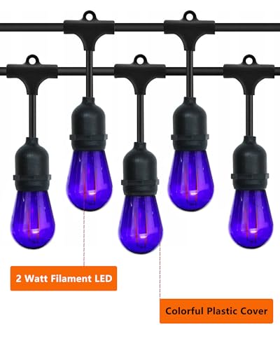 15 Pack S14 LED Purple Light Bulbs (Purple)