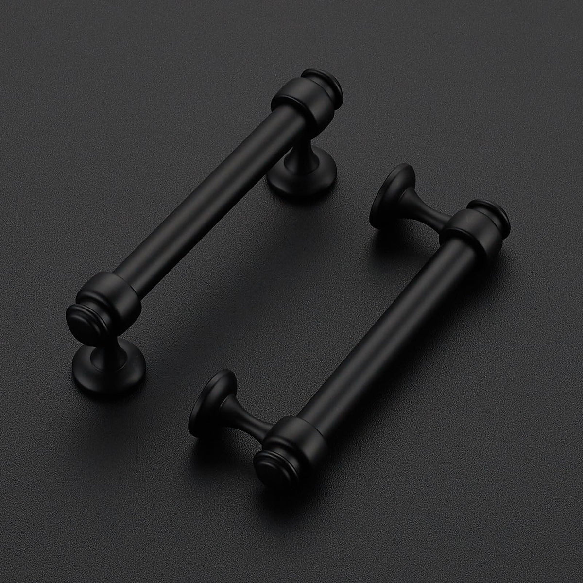 2 Pack Black Cabinet Handles (Black / 3-3/4 Inch Hole Centers)