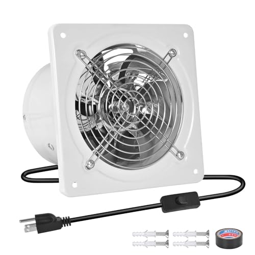 6-inch Wall-Mounted Kitchen Exhaust Fan with Switch, 382 CFM, Portable Installation, Suitable for Attic, Garage, Bathroom, and Basement Ventilation