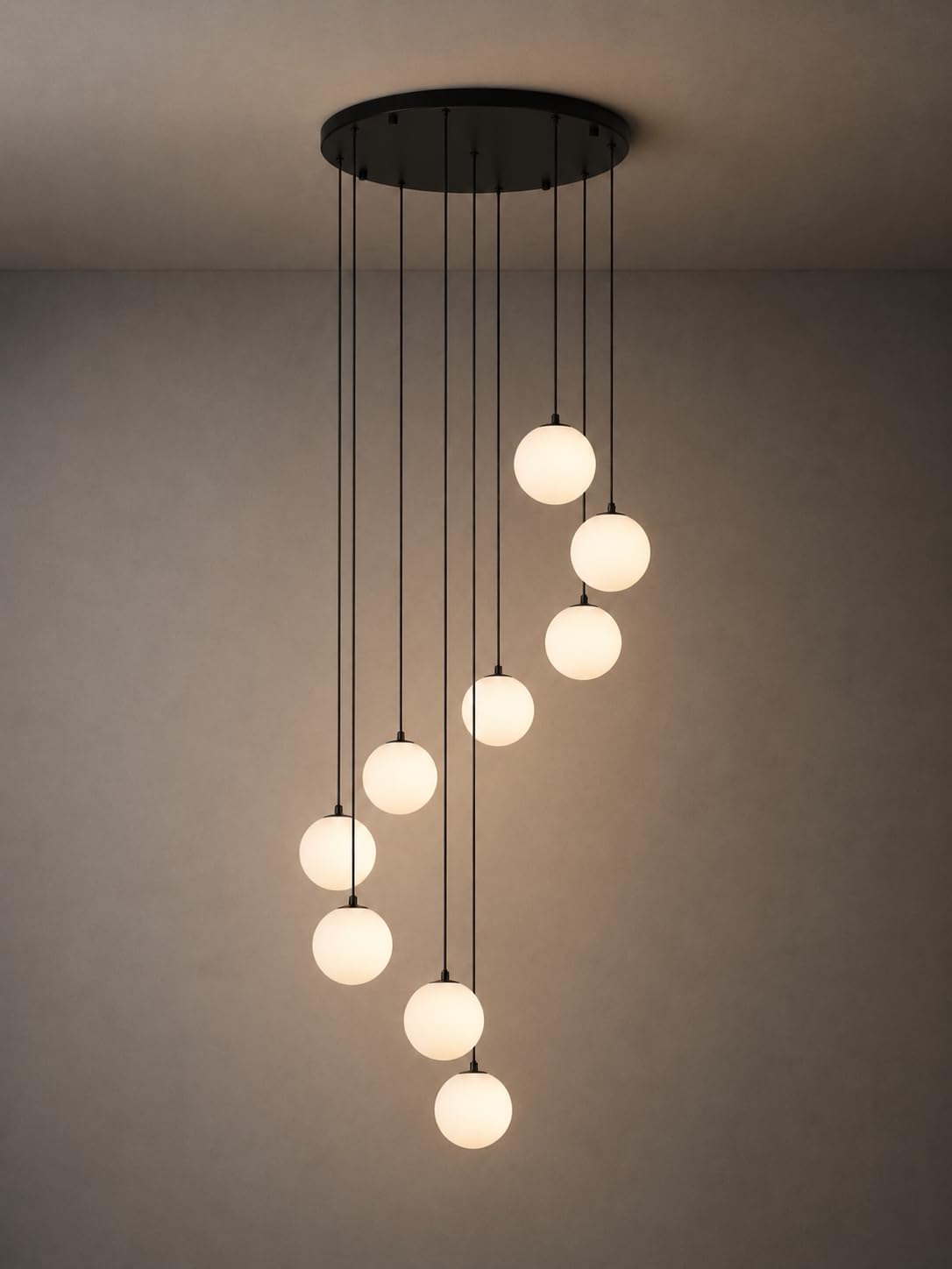 Black Globe High Ceiling Chandelier (Black / 9-Light)