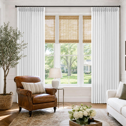 Pinch Pleated 84 Inch White Neutral Light Filtering Window Curtains 40x84 (Snow White / 40"W x 84"L (Pack of 2))