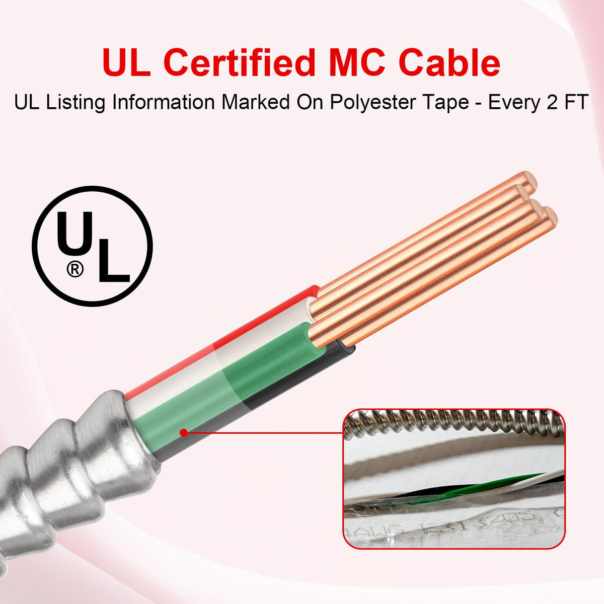 10 3 MC Cable 15 FT (15 FT / 10AWG/3)