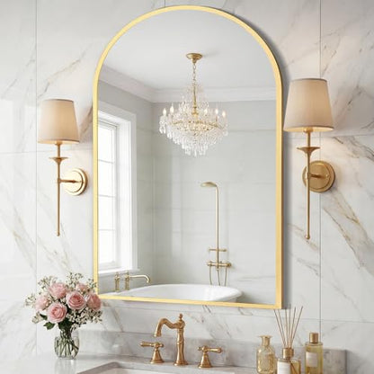 26"x38" Arched Bathroom Mirror (Gold / 39"L x 26"W / Arched-Top)