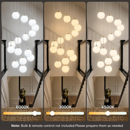 Gold Globe High Ceiling Chandelier (Gold / 9-Light)