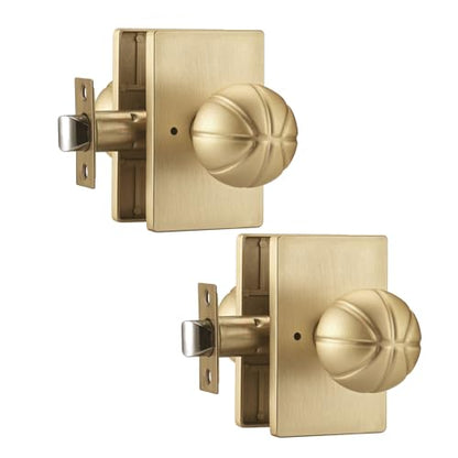 Brushed Gold Door Knob with Push Lock for Bath & Bedroom
