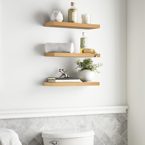 Light Oak Toned Floating Shelves 22.5in (G. Oak-toned - Mid-century Revival Style / 22.5inches)